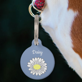 Botanische Daisy Bloem Blauw Huisdier Tag Huisdierpenning