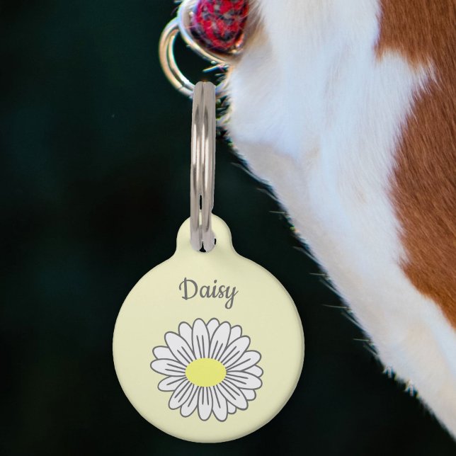 Botanische Daisy Bloem Geel Huisdier Tag Huisdierpenning (Daisy Flower Yellow Pet Tag)