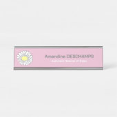 Botanische Daisy Bloem Roze Bureau Naambordje (Voorkant)