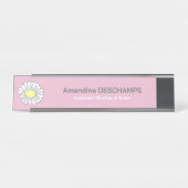 Botanische Daisy Bloem Roze Bureau Naambordje (Voorkant)