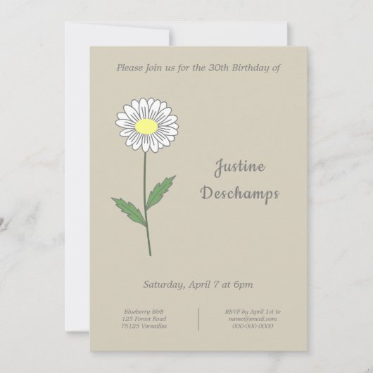 Botanische Daisy Bloem Verjaardag Uitnodiging (Voorkant)