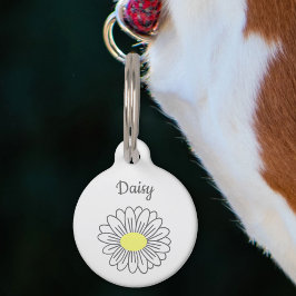 Botanische Daisy Bloem Wit Huisdier Tag Huisdierpenning