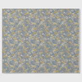 Botanische Daisy Bloemen Geel & Navy Blauw Bruilof Cadeaupapier (Vlak)