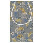 Botanische Daisy Bloemen Geel & Navy Blauw Bruilof Klein Cadeauzakje (Achterkant)