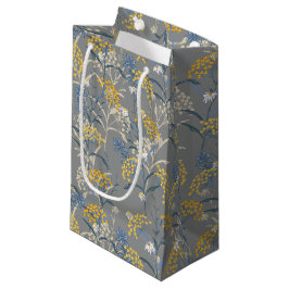 Botanische Daisy Bloemen Geel & Navy Blauw Bruilof Klein Cadeauzakje