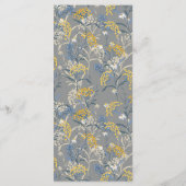 Botanische Daisy Bloemen Geel & Navy Blauw Diner Menu (Achterkant)