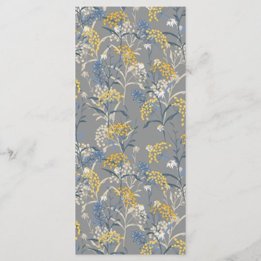 Botanische Daisy Bloemen Geel & Navy Blauw Diner Menu (Achterkant)