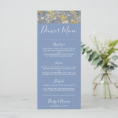 Botanische Daisy Bloemen Geel & Navy Blauw Diner Menu (Staand voorkant)