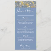 Botanische Daisy Bloemen Geel & Navy Blauw Diner Menu (Voorkant)