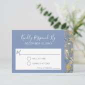 Botanische Daisy Floral bruiloft uitnodiging RSVP (Staand voorkant)