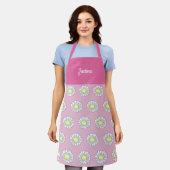 Botanische Daisy Flower Pattern Roze Schort (Gedragen)