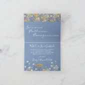 Botanische Daisy Geel & Blauw Bruiloft Dank u Kaart (Binnen)