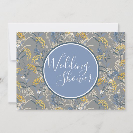 Botanische Daisy Geel & Navy Bruiloft Douche Kaart (Achterkant)