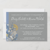 Botanische Daisy Geel & Navy Verlovingsfeest Kaart (Voorkant)