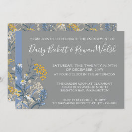 Botanische Daisy Geel & Navy Verlovingsfeest Kaart