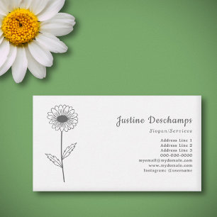 Botanische Daisy Line Art Bloem Visitekaartje
