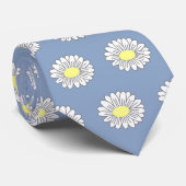 Botanische Daisy Pastel Bloem Blauw Stropdas (Opgerold)