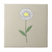 Botanische Daisy Pastel Bloem Bruin Tegeltje (Voorkant)