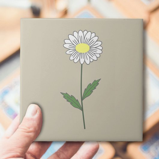Botanische Daisy Pastel Bloem Bruin Tegeltje