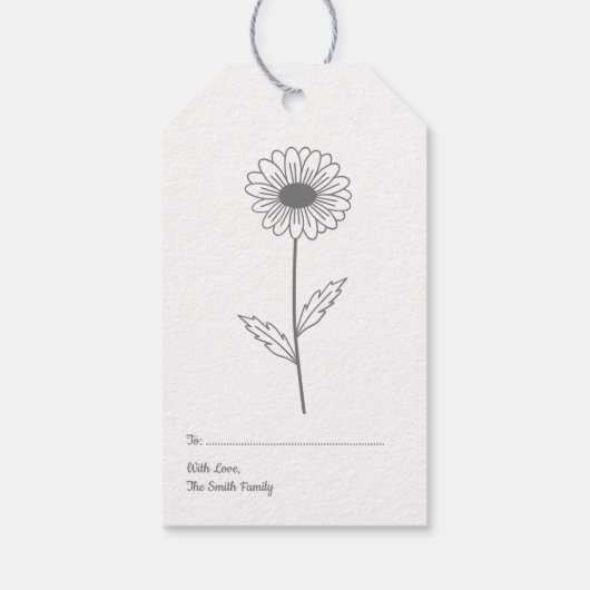 Botanische Daisy Pastel Bloem Cadeaulabel (Achterkant)