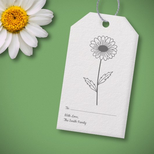 Botanische Daisy Pastel Bloem Cadeaulabel