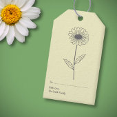 Botanische Daisy Pastel Bloem Geel Cadeaulabel