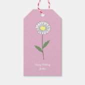 Botanische Daisy Pastel Bloem Roze Cadeaulabel (Voorkant)