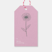 Botanische Daisy Pastel Bloem Roze Cadeaulabel (Achterkant)