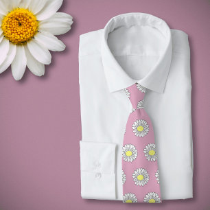 Botanische Daisy Pastel Bloem Roze Stropdas