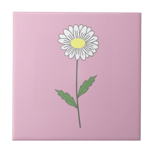 Botanische Daisy Pastel Bloem Roze Tegeltje (Voorkant)