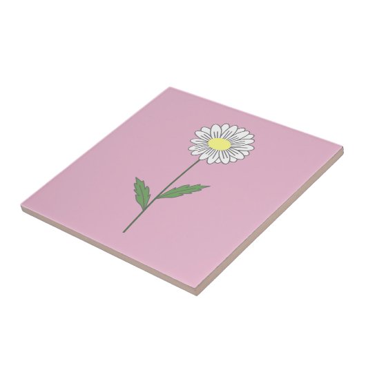 Botanische Daisy Pastel Bloem Roze Tegeltje (Zijkant)