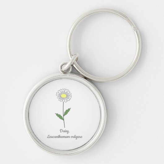 Botanische Daisy Pastel Bloem Sleutelhanger (Voorkant)
