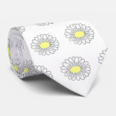 Botanische Daisy Pastel Bloem Wit Stropdas (Opgerold)