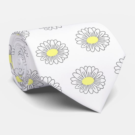 Botanische Daisy Pastel Bloem Wit Stropdas (Opgerold)