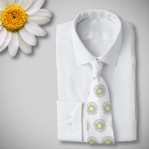 Botanische Daisy Pastel Bloem Wit Stropdas
