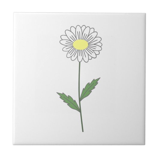Botanische Daisy Pastel Bloem Wit Tegeltje (Voorkant)