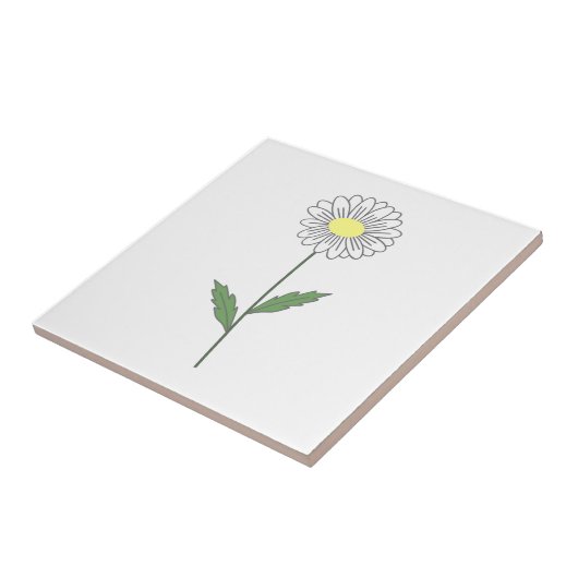 Botanische Daisy Pastel Bloem Wit Tegeltje (Zijkant)