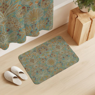 Botanische Damasceense Eendenei Blauw Brons Beige Badmat