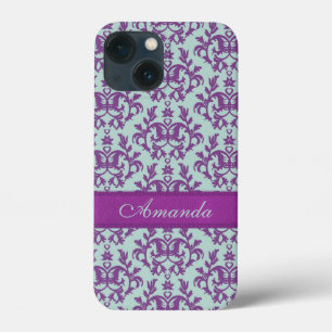 Botanische damasmolen paarse smaragdald iPhone 13 mini hoesje