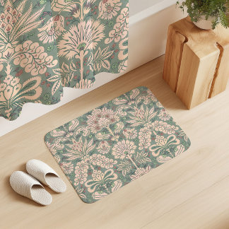 Botanische Damast Munt Groen Blush Roze Crème Badmat