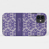 Botanische damast paarse grijze iphone5 hoesje (Achterkant (horizontaal))