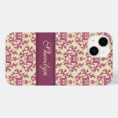 Botanische damast roze pruim eigen naam Case-Mate iPhone case (Achterkant (horizontaal))