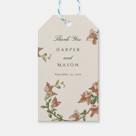 Botanische dank u Gift Label Cadeaulabel (Voorkant)