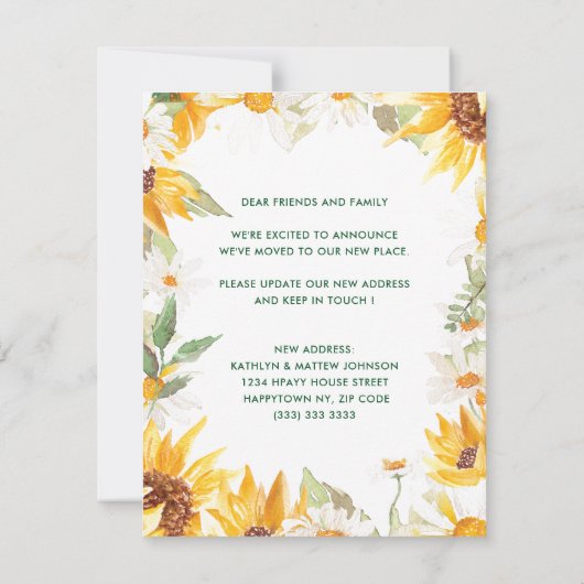 Botanische de Bloem van de Zon Verandering van het Aankondiging (Achterkant)