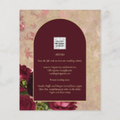  Botanische Deep Red Roses Weddenschap Gold Text (Achterkant)