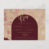  Botanische Deep Red Roses Weddenschap Gold Text Briefkaart (Voorkant)