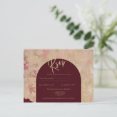  Botanische Deep Red Roses Weddenschap Gold Text Briefkaart (Staand voorkant)