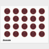 Botanische Deep Red Roses Weddenschap Gold Text Ronde Sticker (Vel)