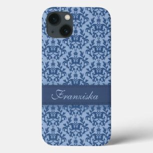 Botanische demask diep blauw iPhone 13 hoesje