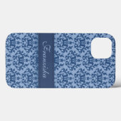 Botanische demask diep blauw Case-Mate iPhone case (Achterkant (horizontaal))